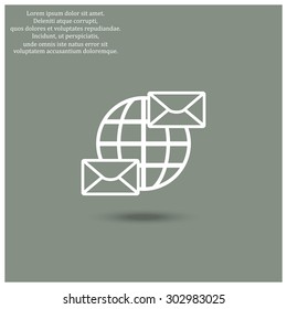 Internet e-mai, envelope lette, Globe. icon. vector design