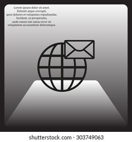Internet e-mai, envelope lette, Globe. icon. vector design