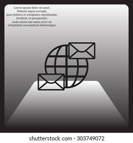 Internet e-mai, envelope lette, Globe. icon. vector design