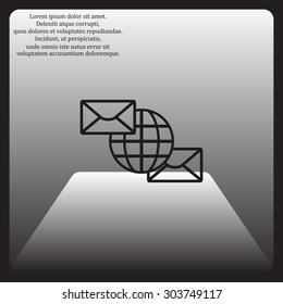 Internet e-mai, envelope lette, Globe. icon. vector design