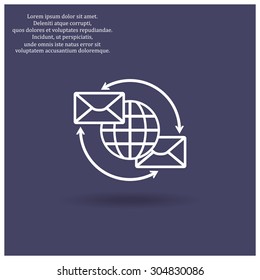 Internet e-mai, envelope lette, Globe. icon. vector design
