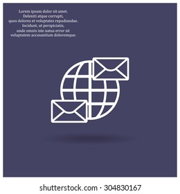 Internet e-mai, envelope lette, Globe. icon. vector design