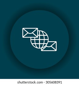 Internet e-mai, envelope lette, Globe. icon. vector design