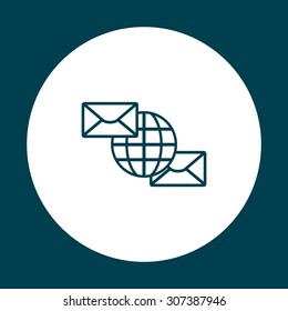 Internet e-mai, envelope lette, Globe. icon. vector design