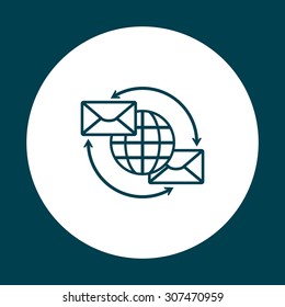 Internet e-mai, envelope lette, Globe. icon. vector design
