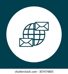 Internet e-mai, envelope lette, Globe. icon. vector design