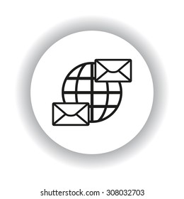 Internet e-mai, envelope lette, Globe. icon. vector design