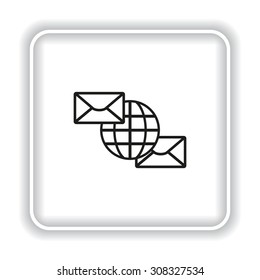 Internet e-mai, envelope lette, Globe. icon. vector design
