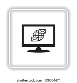 Internet e-mai, envelope lette, Globe. icon. vector design