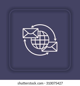 Internet e-mai, envelope lette, Globe. icon. vector design