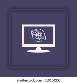 Internet e-mai, envelope lette, Globe. icon. vector design