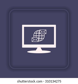 Internet e-mai, envelope lette, Globe. icon. vector design