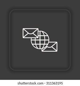 Internet e-mai, envelope lette, Globe. icon. vector design