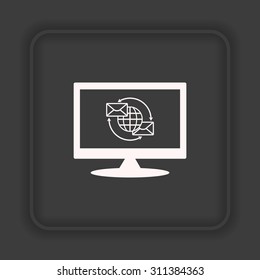 Internet e-mai, envelope lette, Globe. icon. vector design
