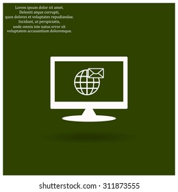 Internet e-mai, envelope lette, Globe. icon. vector design