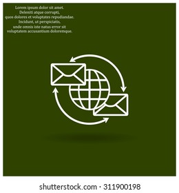 Internet e-mai, envelope lette, Globe. icon. vector design