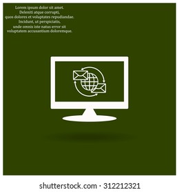 Internet e-mai, envelope lette, Globe. icon. vector design