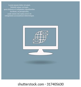Internet e-mai, envelope lette, Globe. icon. vector design