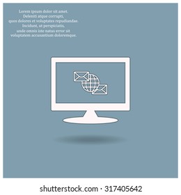 Internet e-mai, envelope lette, Globe. icon. vector design