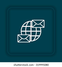 Internet e-mai, envelope lette, Globe. icon. vector design