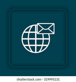 Internet e-mai, envelope lette, Globe. icon. vector design