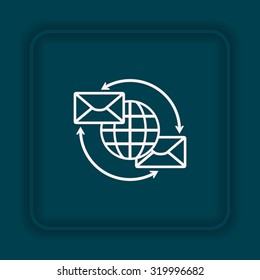 Internet e-mai, envelope lette, Globe. icon. vector design