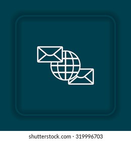 Internet e-mai, envelope lette, Globe. icon. vector design