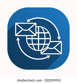 Internet e-mai, envelope lette, Globe. icon. vector design