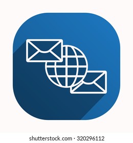 Internet e-mai, envelope lette, Globe. icon. vector design