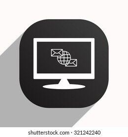 Internet e-mai, envelope lette, Globe. icon. vector design, black button for Mobile Applications