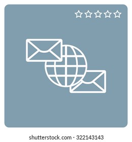 Internet e-mai, envelope lette, Globe. icon. vector design