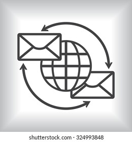 Internet e-mai, envelope lette, Globe. icon. vector design