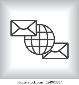Internet e-mai, envelope lette, Globe. icon. vector design