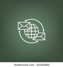 Internet e-mai, envelope lette, Globe. icon. vector design