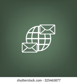 Internet e-mai, envelope lette, Globe. icon. vector design