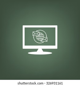 Internet e-mai, envelope lette, Globe. icon. vector design