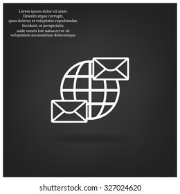 Internet e-mai, envelope lette, Globe. icon. vector design