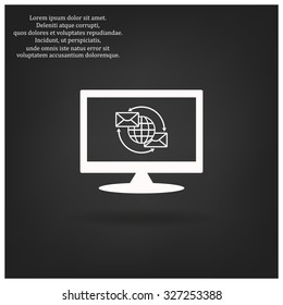 Internet e-mai, envelope lette, Globe. icon. vector design