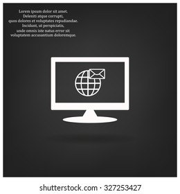 Internet e-mai, envelope lette, Globe. icon. vector design