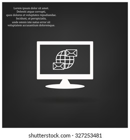 Internet e-mai, envelope lette, Globe. icon. vector design