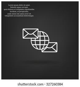 Internet e-mai, envelope lette, Globe. icon. vector design