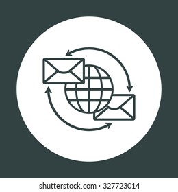 Internet e-mai, envelope lette, Globe. icon. vector design