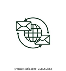 Internet e-mai, envelope lette, Globe. icon. vector design