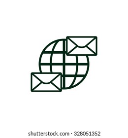 Internet e-mai, envelope lette, Globe. icon. vector design