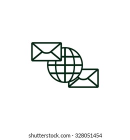 Internet e-mai, envelope lette, Globe. icon. vector design
