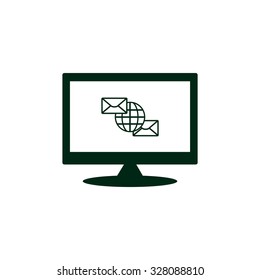 Internet e-mai, envelope lette, Globe. icon. vector design