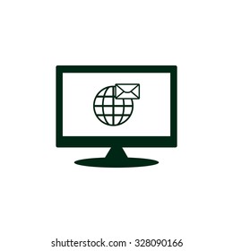 Internet e-mai, envelope lette, Globe. icon. vector design