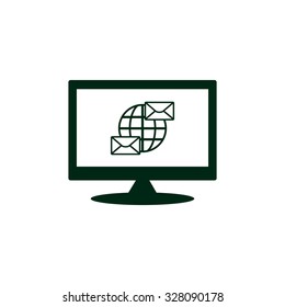 Internet e-mai, envelope lette, Globe. icon. vector design