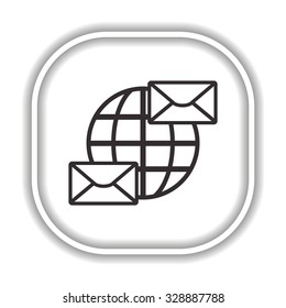 Internet e-mai, envelope lette, Globe. icon