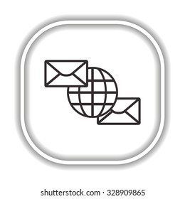 Internet e-mai, envelope lette, Globe. Modern design flat style icon